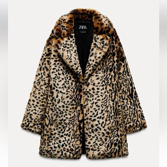 FAUX FUR ANIMAL PRINT COAT - Picture 2 of 16